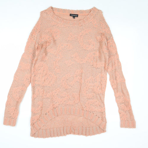Warehouse Womens Pink Round Neck Acrylic Pullover Jumper Size 8