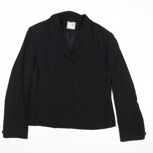 JFW Womens Black Striped Jacket Blazer Size 16 Button