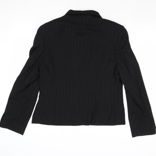 JFW Womens Black Striped Jacket Blazer Size 16 Button