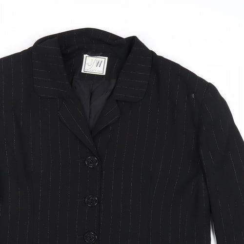 JFW Womens Black Striped Jacket Blazer Size 16 Button