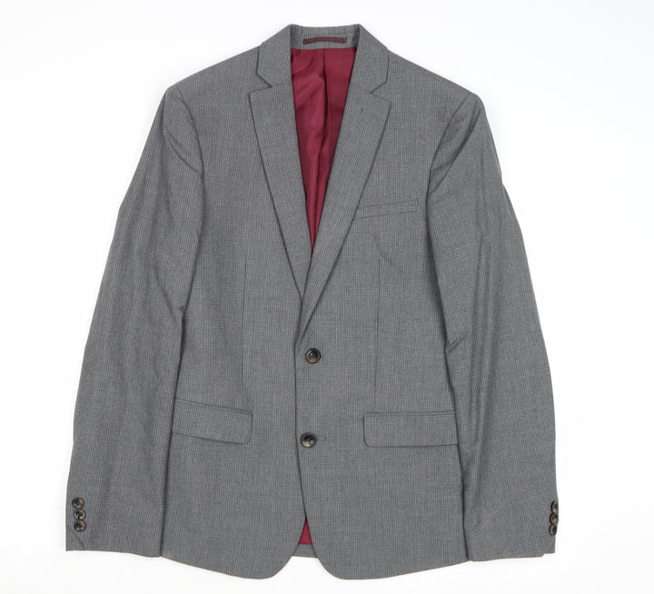 Marks and Spencer Mens Grey Check Polyester Jacket Suit Jacket Size 34 Regular