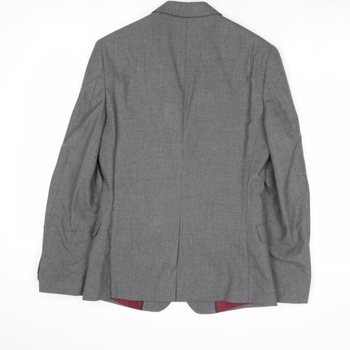 Marks and Spencer Mens Grey Check Polyester Jacket Suit Jacket Size 34 Regular