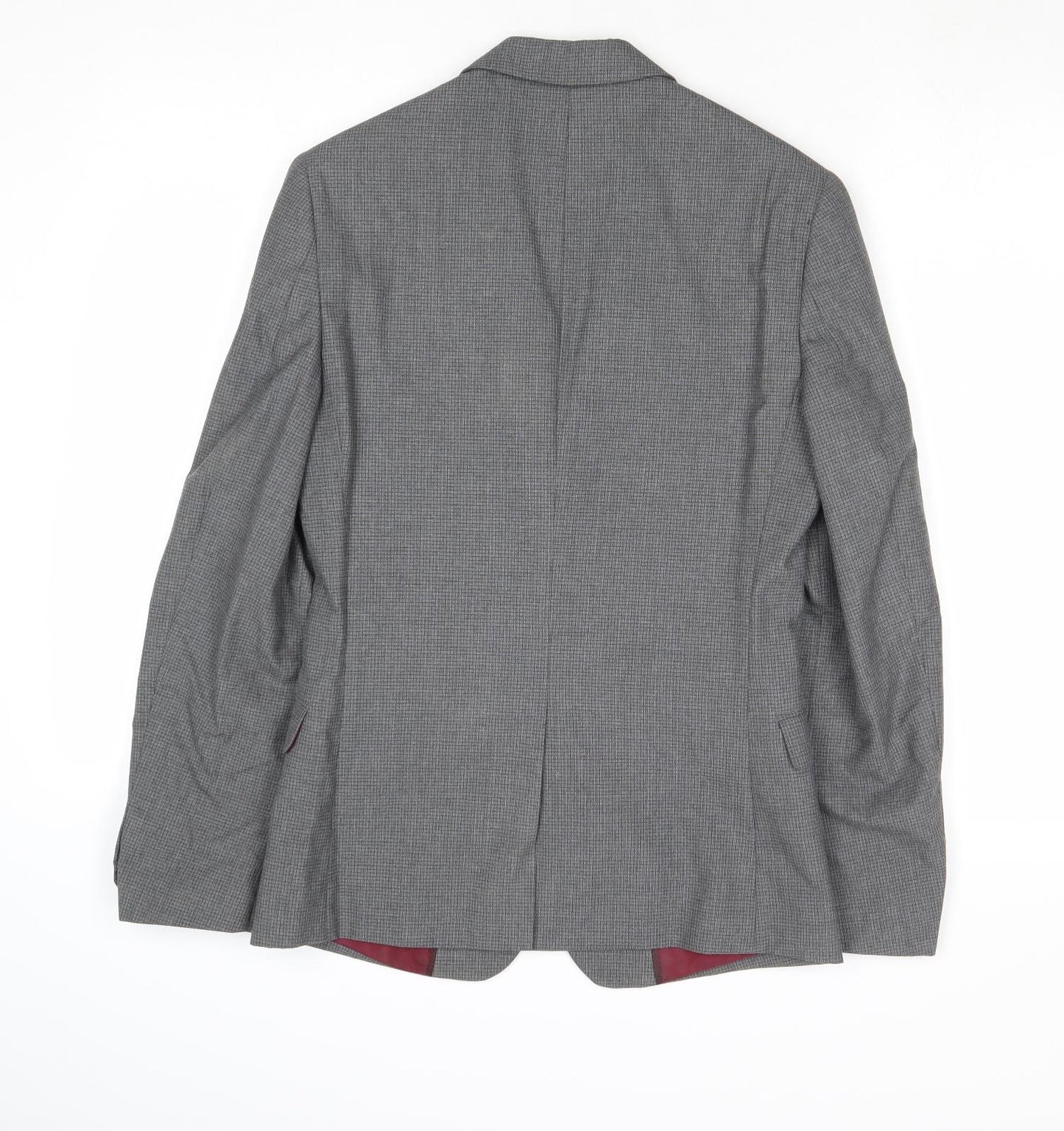 Marks and Spencer Mens Grey Check Polyester Jacket Suit Jacket Size 34 Regular