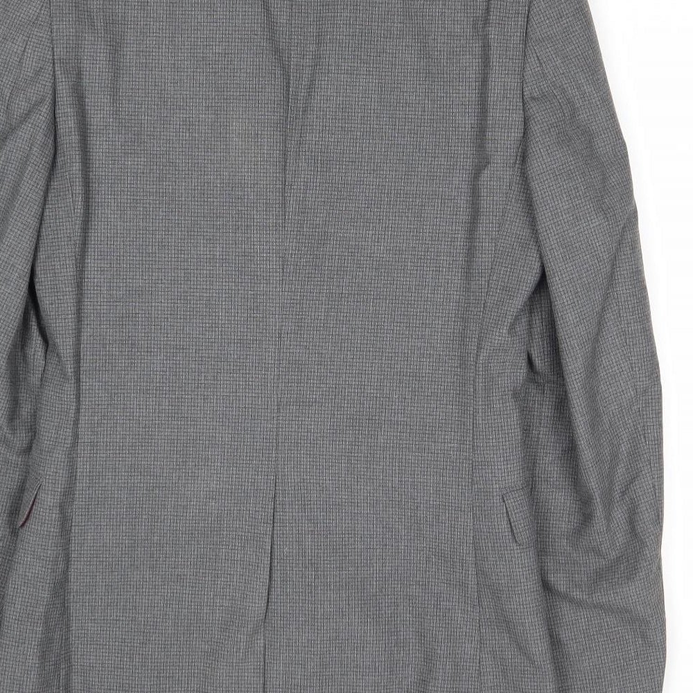 Marks and Spencer Mens Grey Check Polyester Jacket Suit Jacket Size 34 Regular