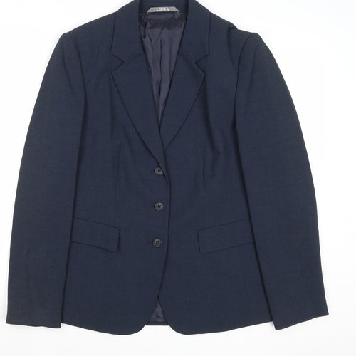 Libra Womens Blue Polyester Jacket Suit Jacket Size 10