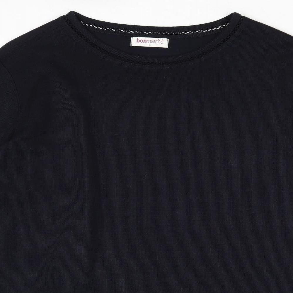 Bonmarché Womens Blue Round Neck Polyester Pullover Jumper Size L