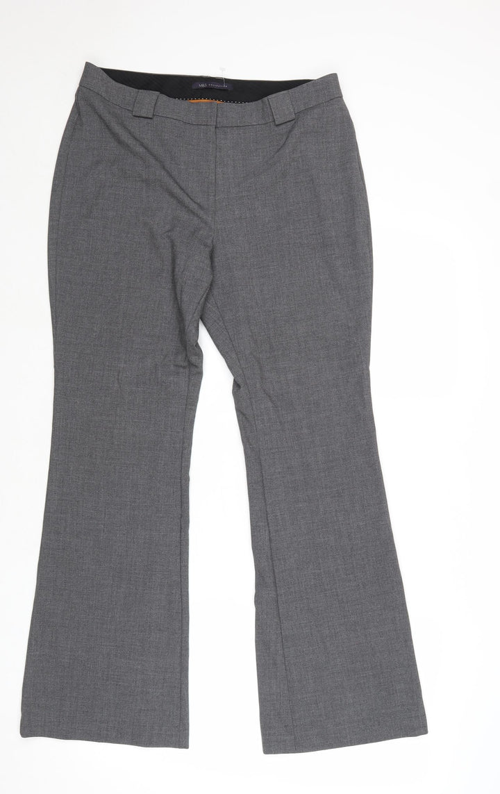 Marks and Spencer Womens Grey Polyester Dress Pants Trousers Size 12 Regular Zip
