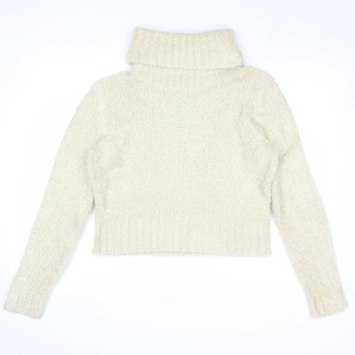 Shrinking Violet Womens Beige Roll Neck Acrylic Pullover Jumper Size L