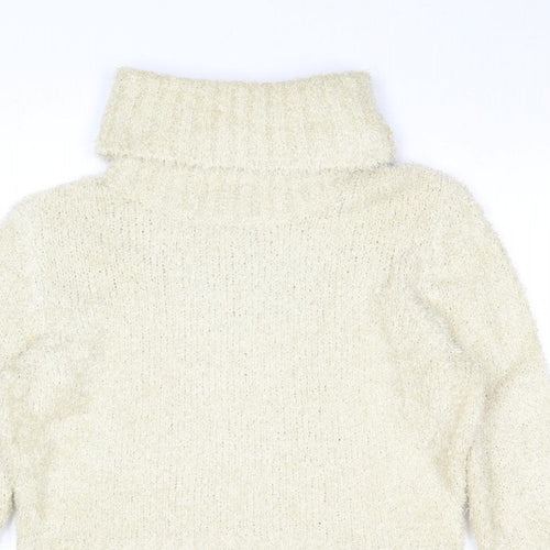 Shrinking Violet Womens Beige Roll Neck Acrylic Pullover Jumper Size L