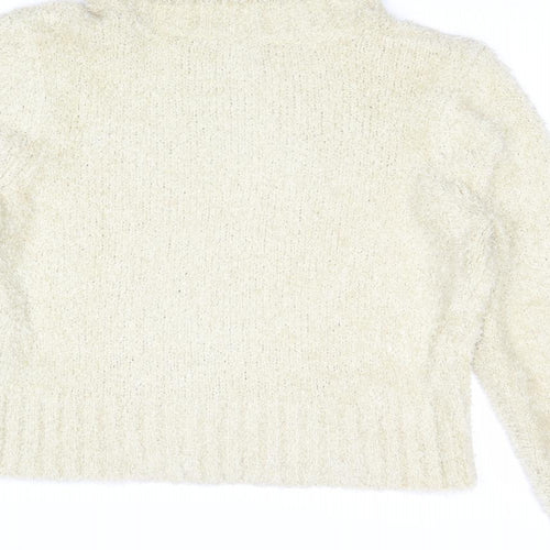 Shrinking Violet Womens Beige Roll Neck Acrylic Pullover Jumper Size L