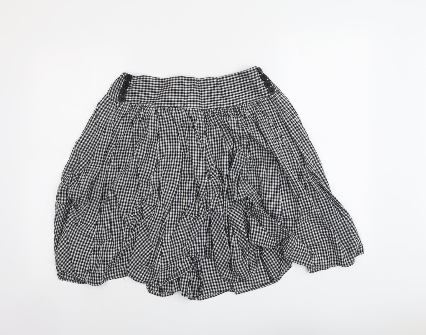 Influence Womens Black Check Cotton Skater Skirt Size 12