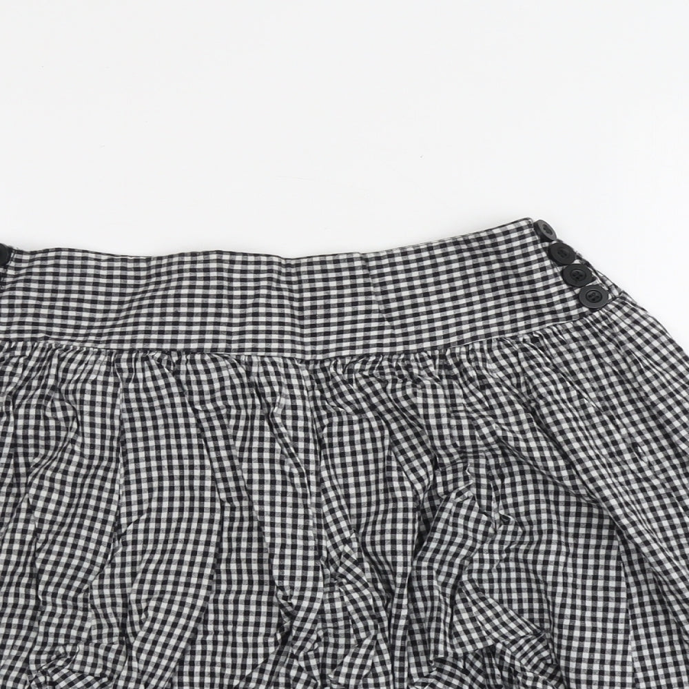 Influence Womens Black Check Cotton Skater Skirt Size 12