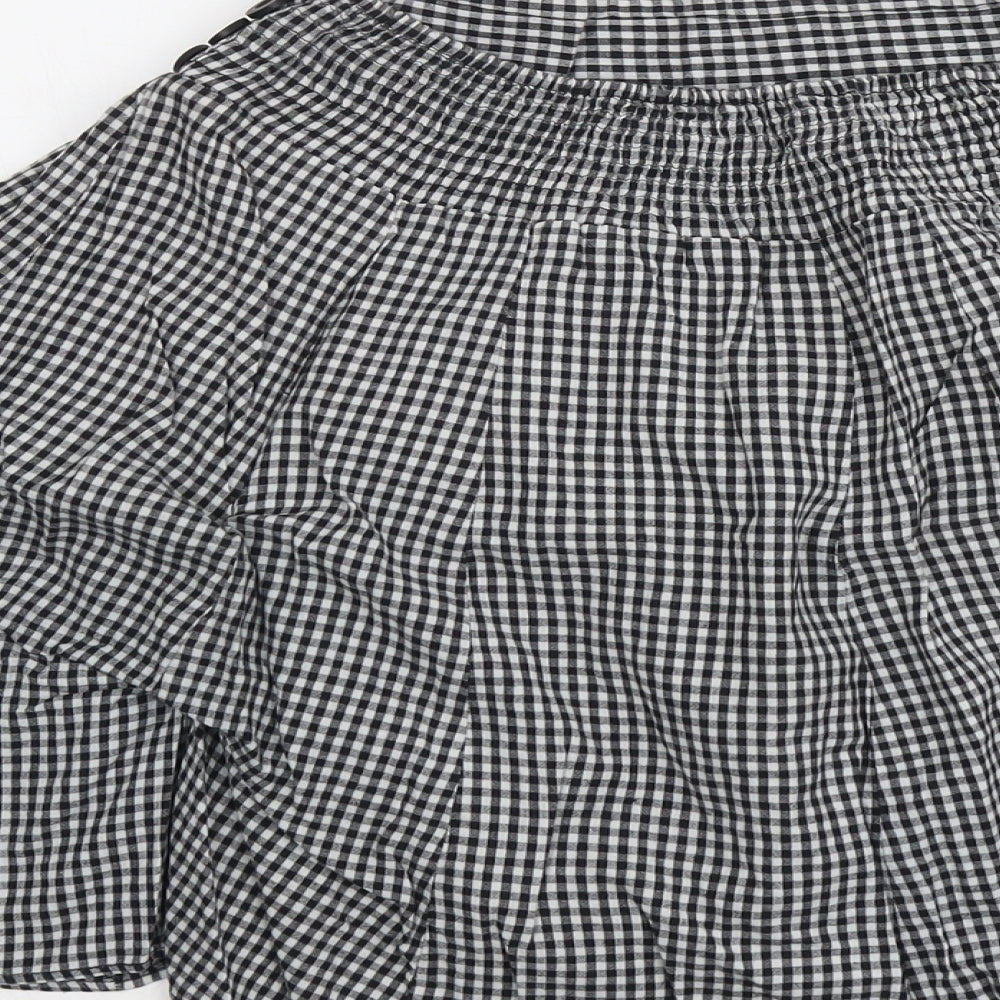 Influence Womens Black Check Cotton Skater Skirt Size 12