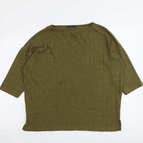 Marks and Spencer Womens Green Round Neck Polyester Pullover Jumper Size 14