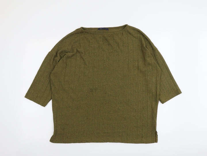 Marks and Spencer Womens Green Round Neck Polyester Pullover Jumper Size 14