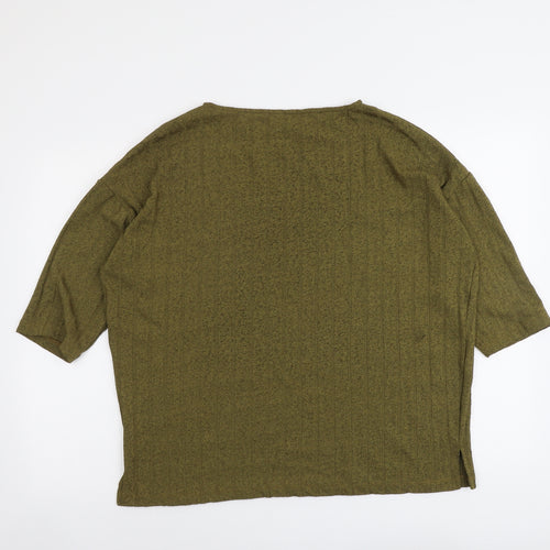 Marks and Spencer Womens Green Round Neck Polyester Pullover Jumper Size 14