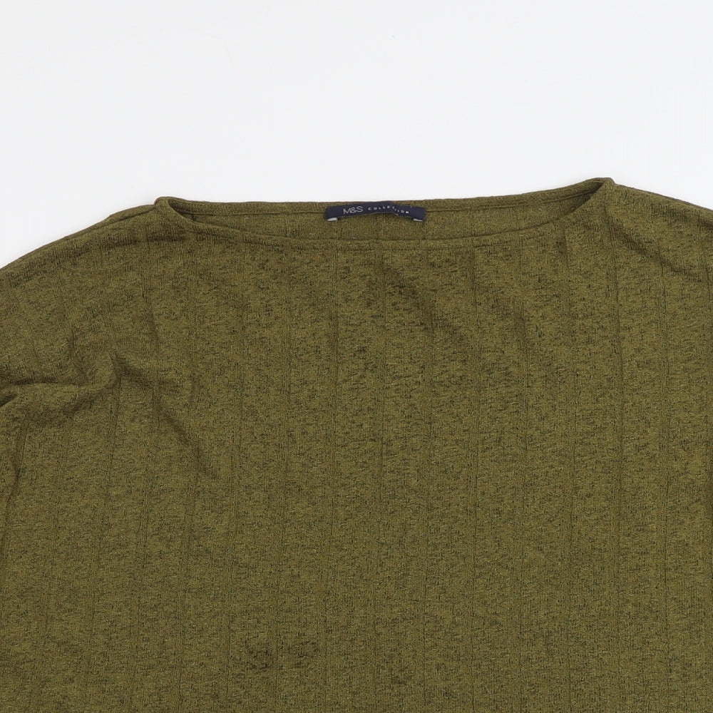 Marks and Spencer Womens Green Round Neck Polyester Pullover Jumper Size 14