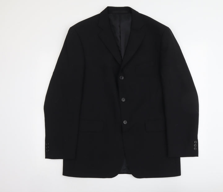Marks and Spencer Mens Black Polyester Jacket Suit Jacket Size L Regular