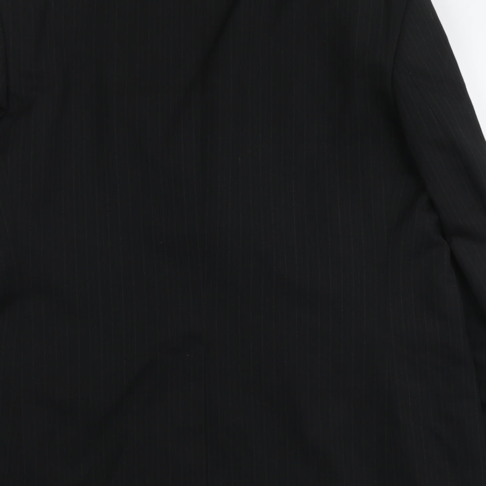 Pinstripe Mens Black Striped Polyester Jacket Suit Jacket Size XL Regular