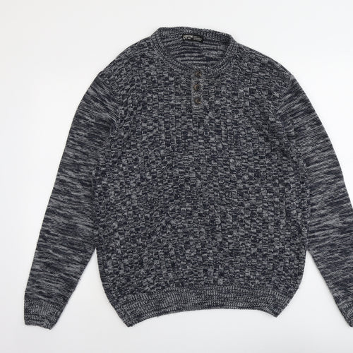 Sanstone&Co Mens Blue Round Neck Acrylic Pullover Jumper Size M Long Sleeve