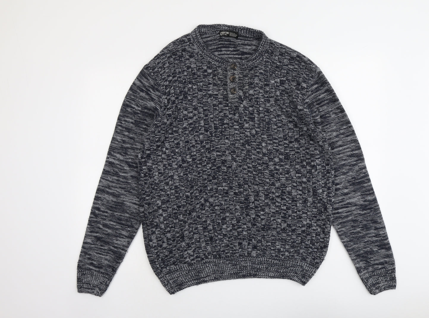 Sanstone&Co Mens Blue Round Neck Acrylic Pullover Jumper Size M Long Sleeve