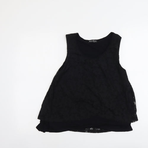 Select Womens Black Polyester Basic Tank Size 12 Round Neck
