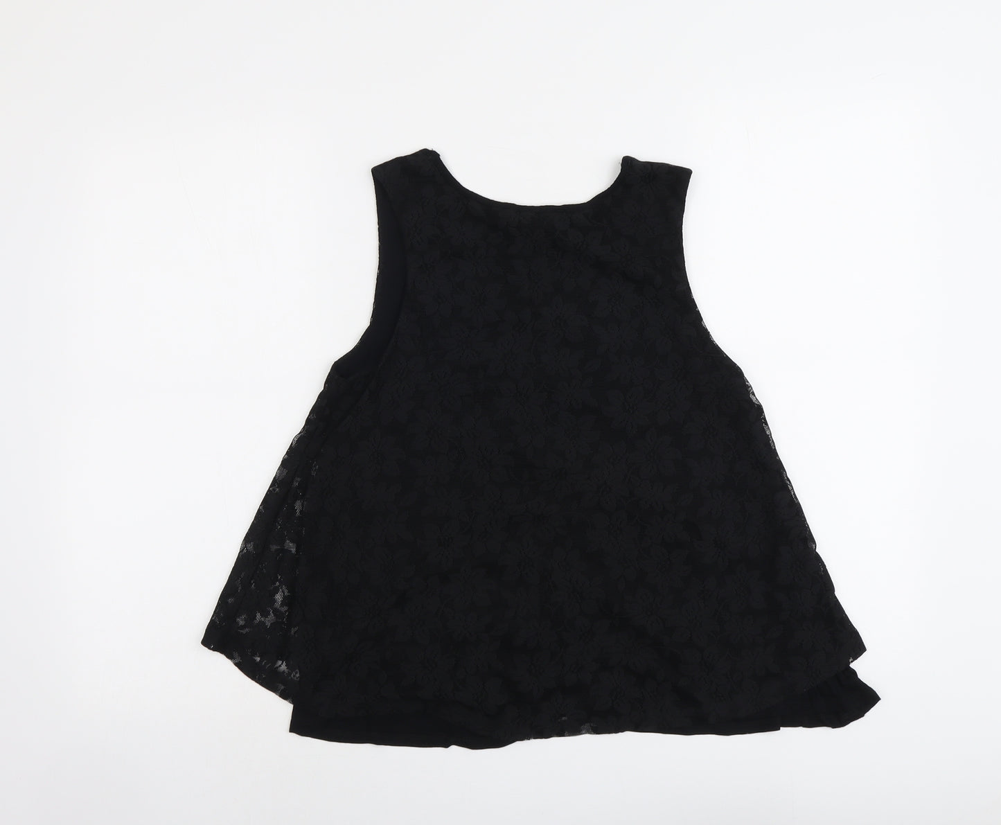 Select Womens Black Polyester Basic Tank Size 12 Round Neck
