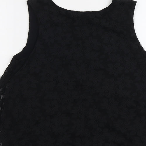 Select Womens Black Polyester Basic Tank Size 12 Round Neck