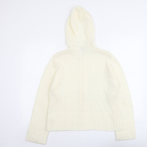 Jeans&Co Womens Ivory Round Neck Acrylic Full Zip Jumper Size 16