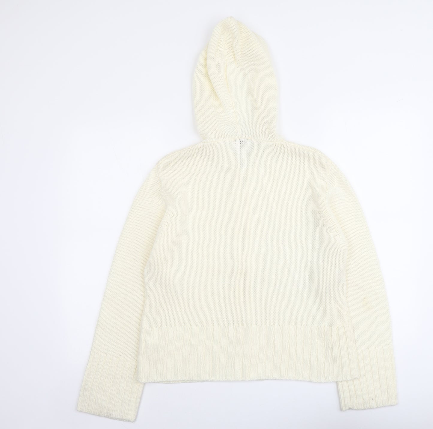 Jeans&Co Womens Ivory Round Neck Acrylic Full Zip Jumper Size 16
