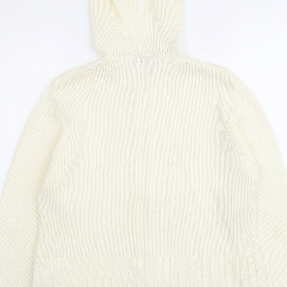 Jeans&Co Womens Ivory Round Neck Acrylic Full Zip Jumper Size 16