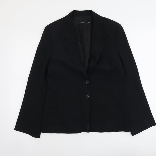 Essentials Womens Black Polyester Jacket Suit Jacket Size 10 - Five-Button Jacket Sleeve