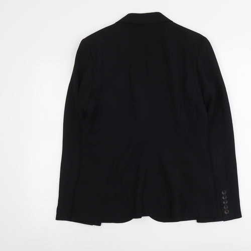 Essentials Womens Black Polyester Jacket Suit Jacket Size 10 - Five-Button Jacket Sleeve