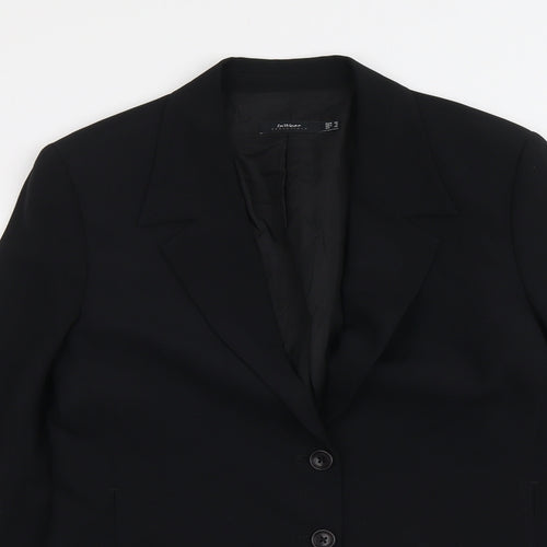 Essentials Womens Black Polyester Jacket Suit Jacket Size 10 - Five-Button Jacket Sleeve