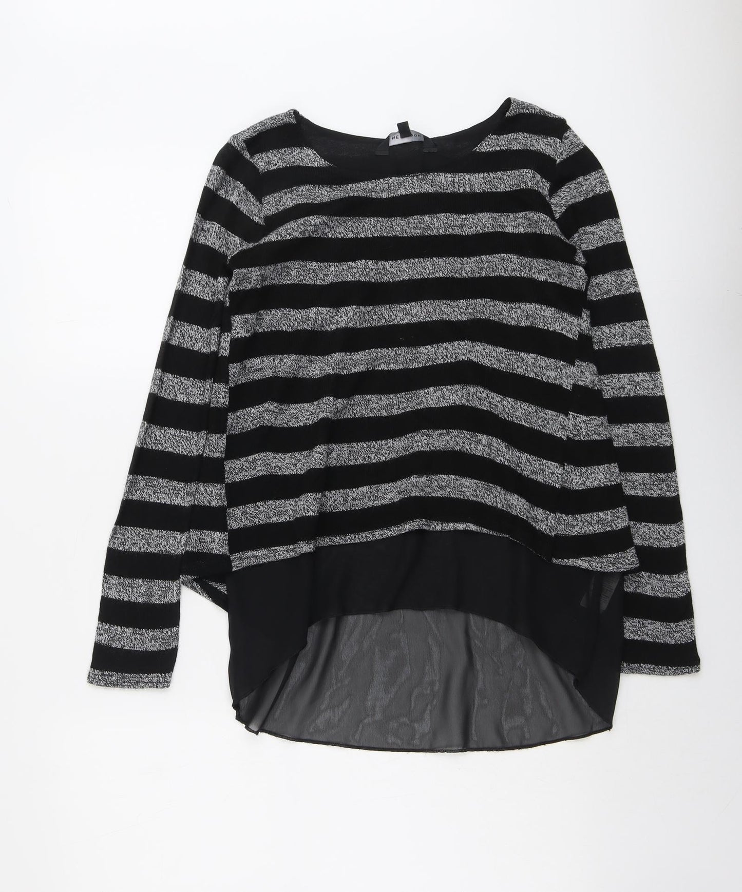 New Look Womens Black Round Neck Striped Acrylic Pullover Jumper Size S
