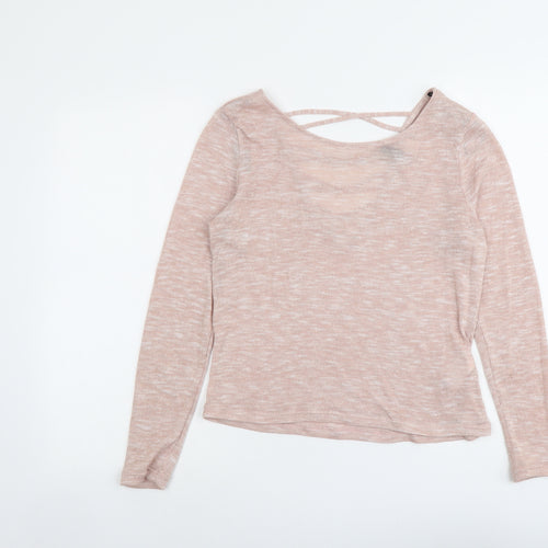 H&M Womens Pink Round Neck Polyester Pullover Jumper Size L