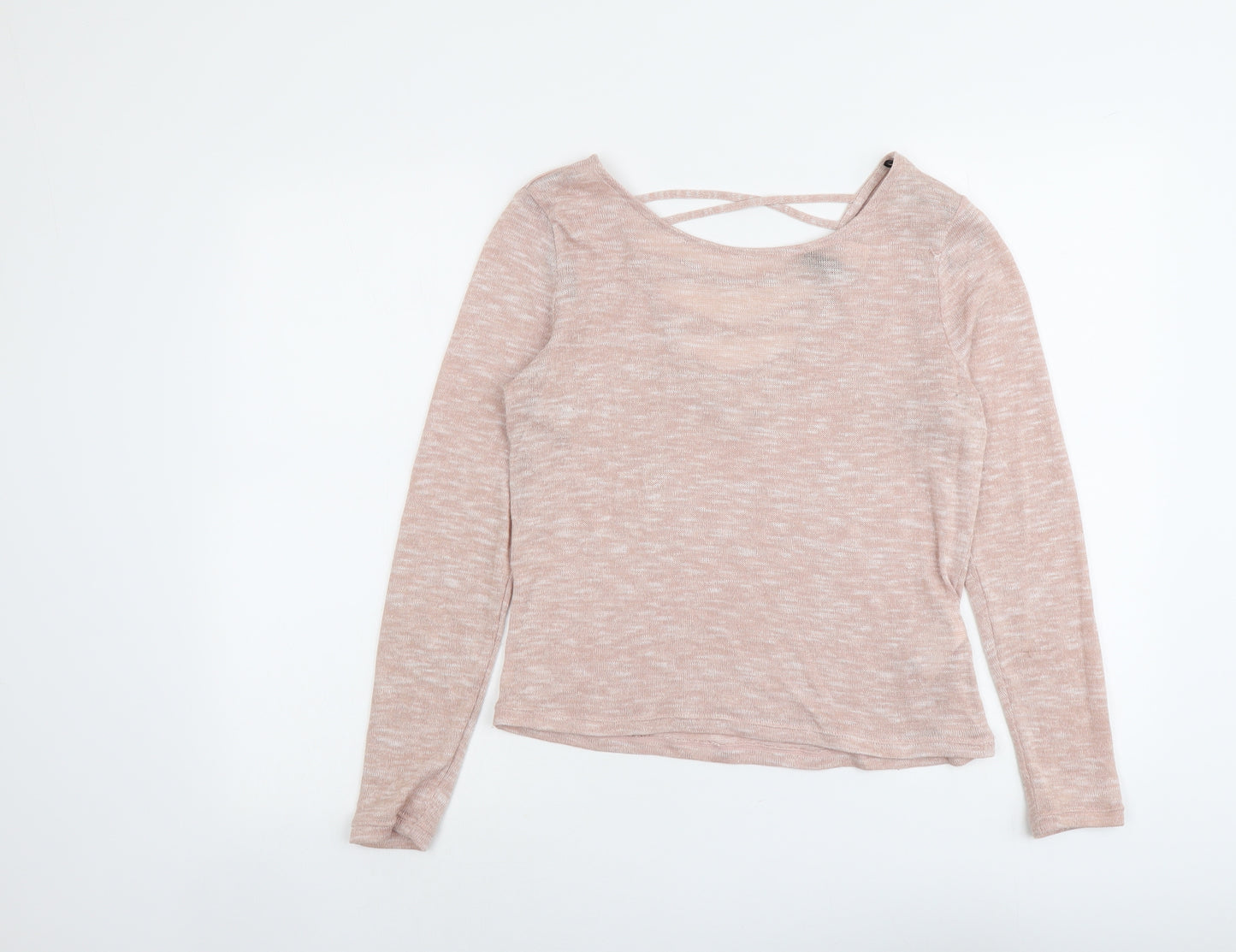 H&M Womens Pink Round Neck Polyester Pullover Jumper Size L