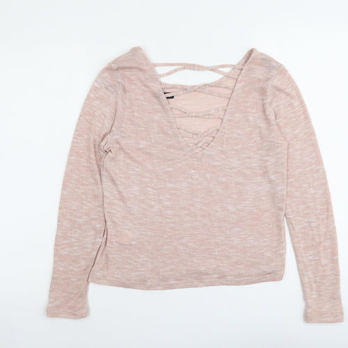 H&M Womens Pink Round Neck Polyester Pullover Jumper Size L