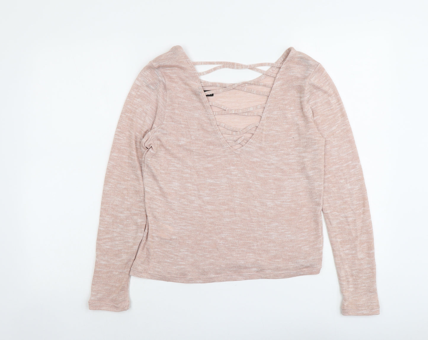 H&M Womens Pink Round Neck Polyester Pullover Jumper Size L