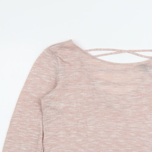 H&M Womens Pink Round Neck Polyester Pullover Jumper Size L