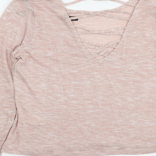 H&M Womens Pink Round Neck Polyester Pullover Jumper Size L