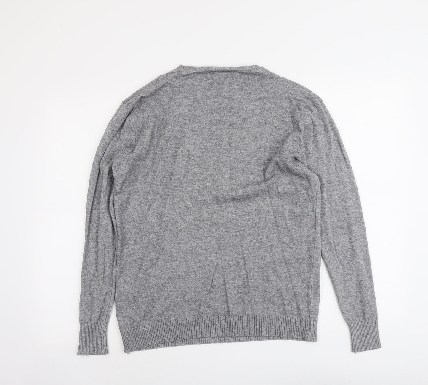 Lin.H.H Womens Grey Round Neck Viscose Pullover Jumper Size M