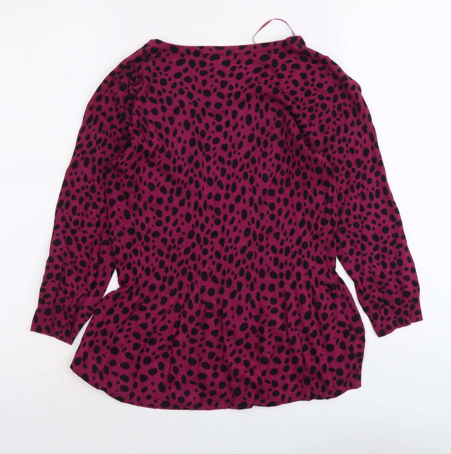 South Womens Purple Round Neck Animal Print Viscose Pullover Jumper Size 10 - Leopard Pattern