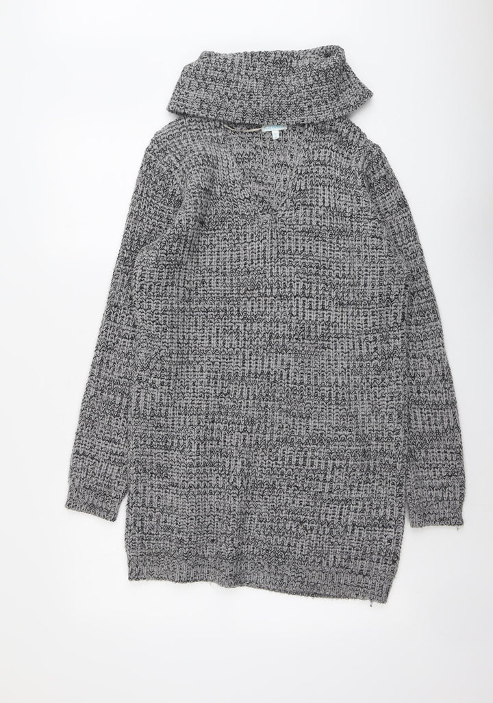 Blue Vanilla Womens Grey Roll Neck Acrylic Pullover Jumper Size 12