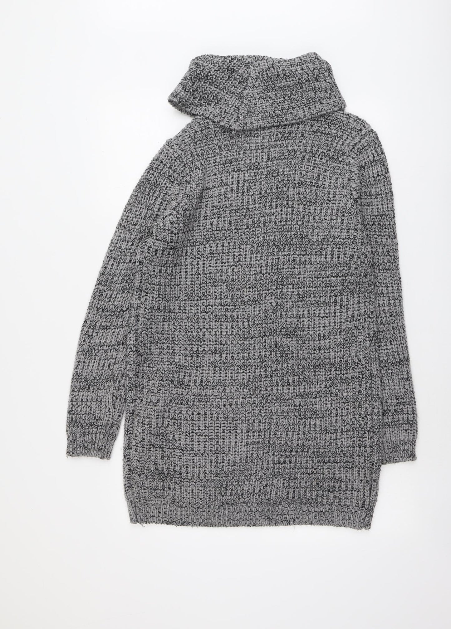 Blue Vanilla Womens Grey Roll Neck Acrylic Pullover Jumper Size 12