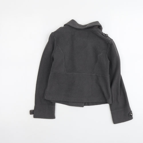 NEXT Girls Grey Military Jacket Jacket Size 9 Years Button