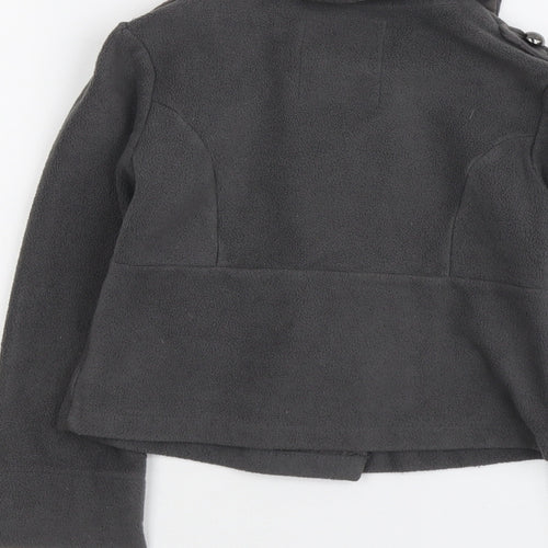 NEXT Girls Grey Military Jacket Jacket Size 9 Years Button