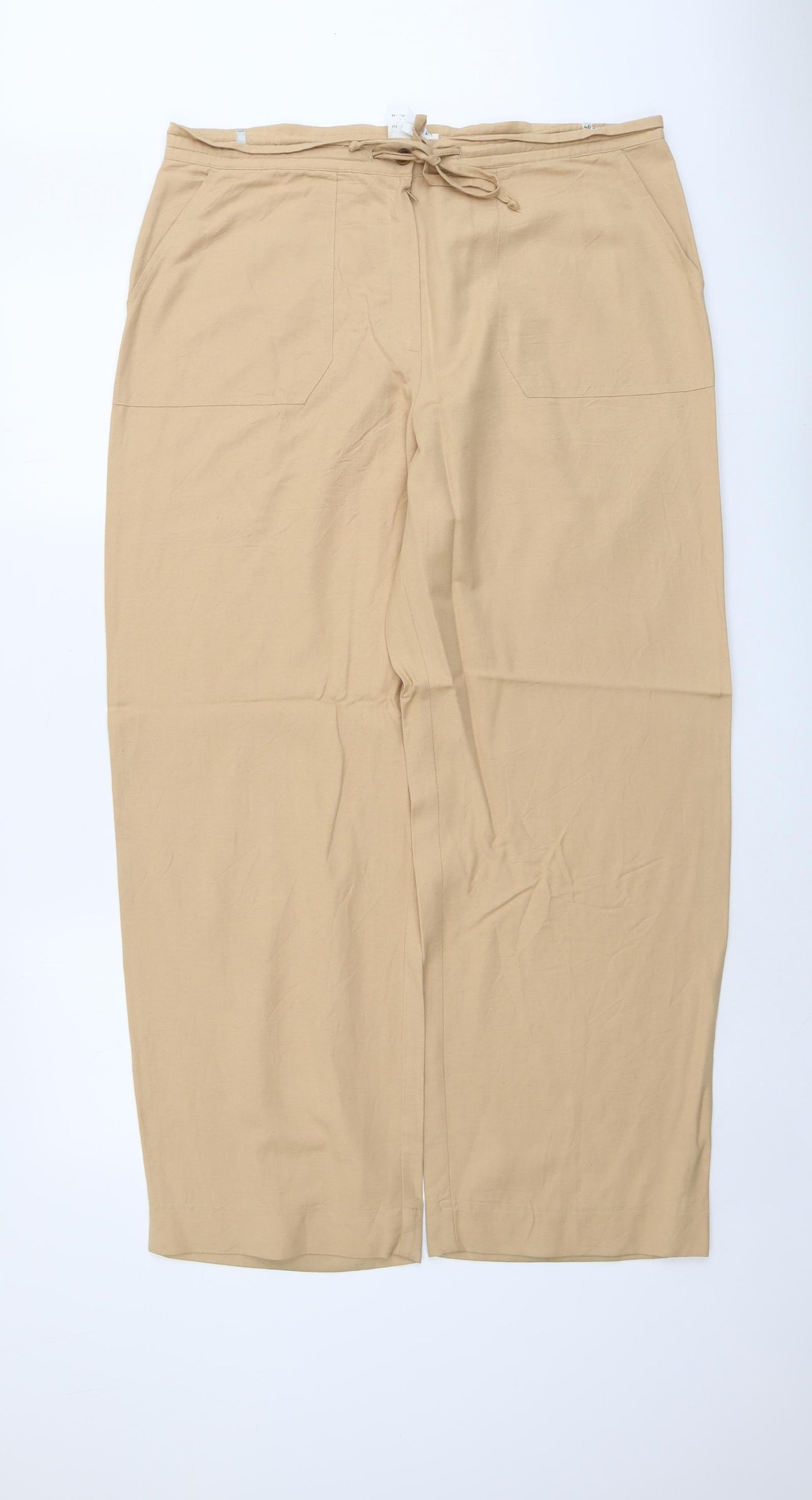 Bonita Womens Beige Viscose Cropped Trousers Size 18 L29 in Regular Button