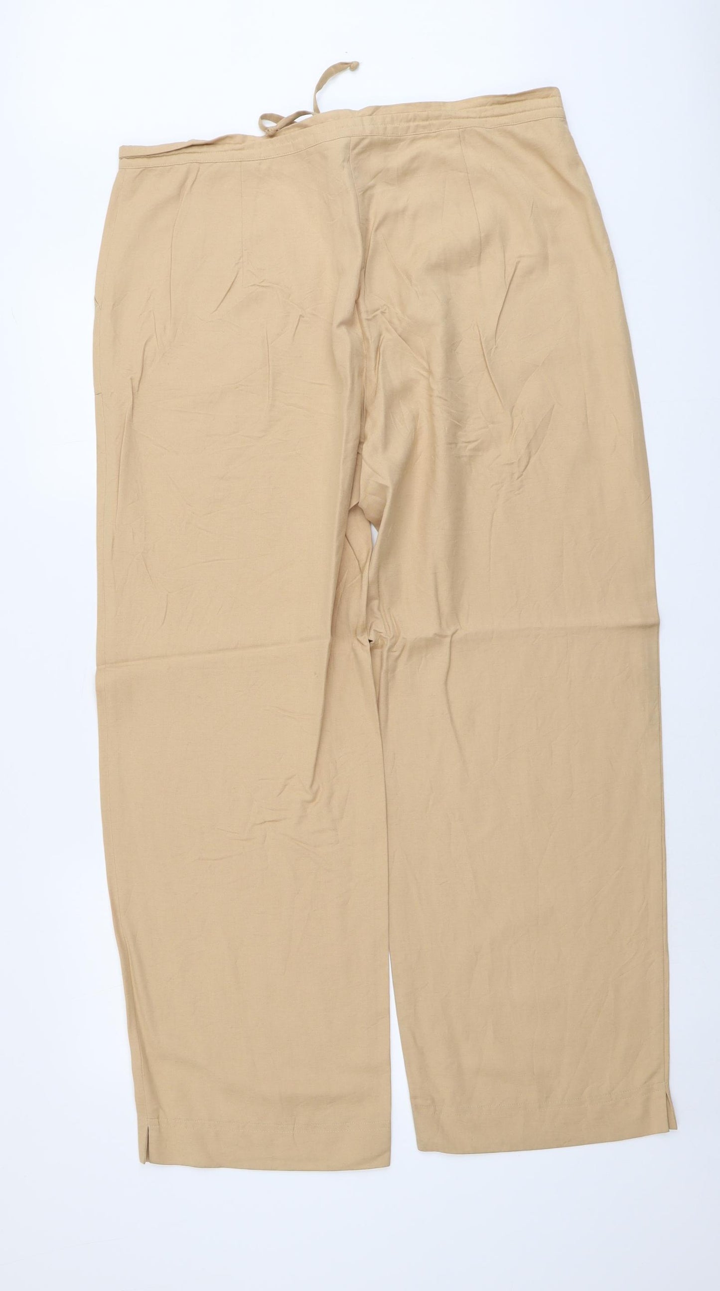 Bonita Womens Beige Viscose Cropped Trousers Size 18 L29 in Regular Button