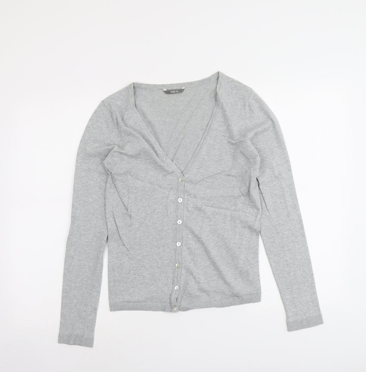 HEMA Womens Grey V-Neck Cotton Cardigan Jumper Size M